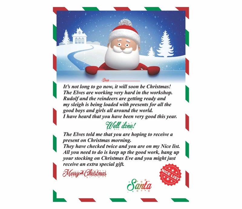 Deinyi Personalised Letter From Santa Claus Father Merry Christmas Gift Wish Eve Box Post To Good List Perfect For Children Boys Girls Or Grandchildren Xmas Accessories (Pack Of 1) {you Will Write Your Name} - Image 2