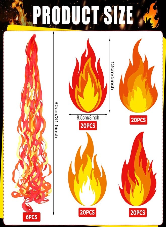 Eaasty 86 Pcs Fire Flame Party Decoration Kit Include Flame Hanging Swirl Streamer Fire Cutout Ceiling Hanging Streamer Decor for Fire-truck Firefighter Survivor Pentecost Theme Party Supply Birthday - Image 2