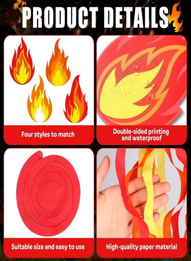 Eaasty 86 Pcs Fire Flame Party Decoration Kit Include Flame Hanging Swirl Streamer Fire Cutout Ceiling Hanging Streamer Decor for Fire-truck Firefighter Survivor Pentecost Theme Party Supply Birthday - Image 3