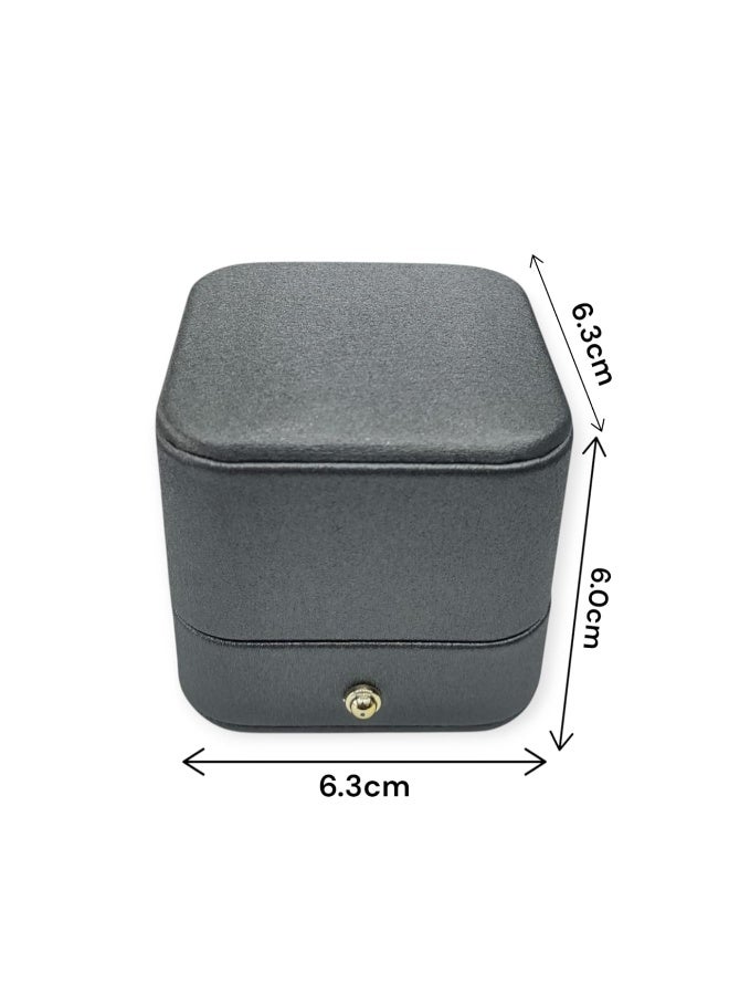 Luxury Grey Leather Ring Box – Elegant Jewellery Storage Case with Soft Velvet Interior – Perfect for Engagements, Proposals & Gift Presentation - Image 3