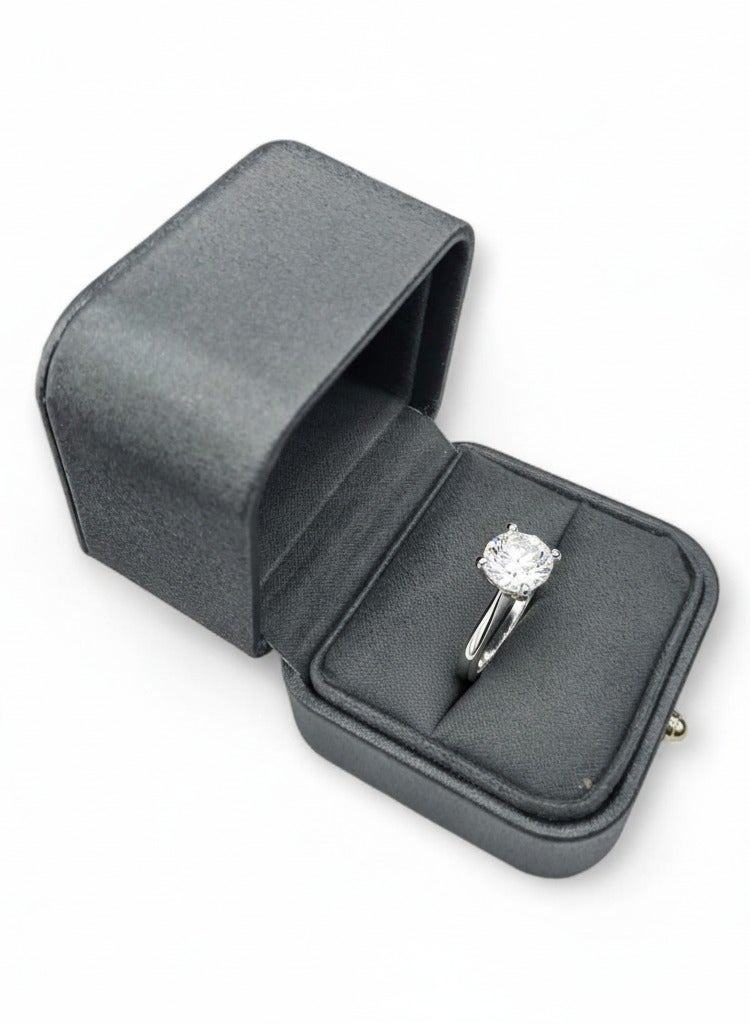 Luxury Grey Leather Ring Box – Elegant Jewellery Storage Case with Soft Velvet Interior – Perfect for Engagements, Proposals & Gift Presentation - Image 1