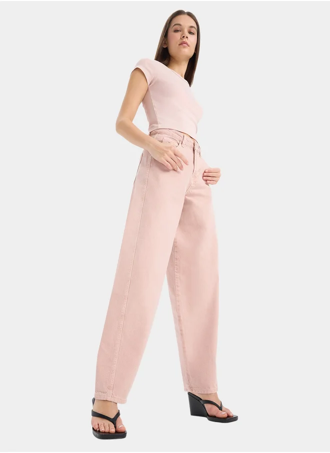 ديفاكتو DeFacto Baggy Fit Pink Wide Leg Pant