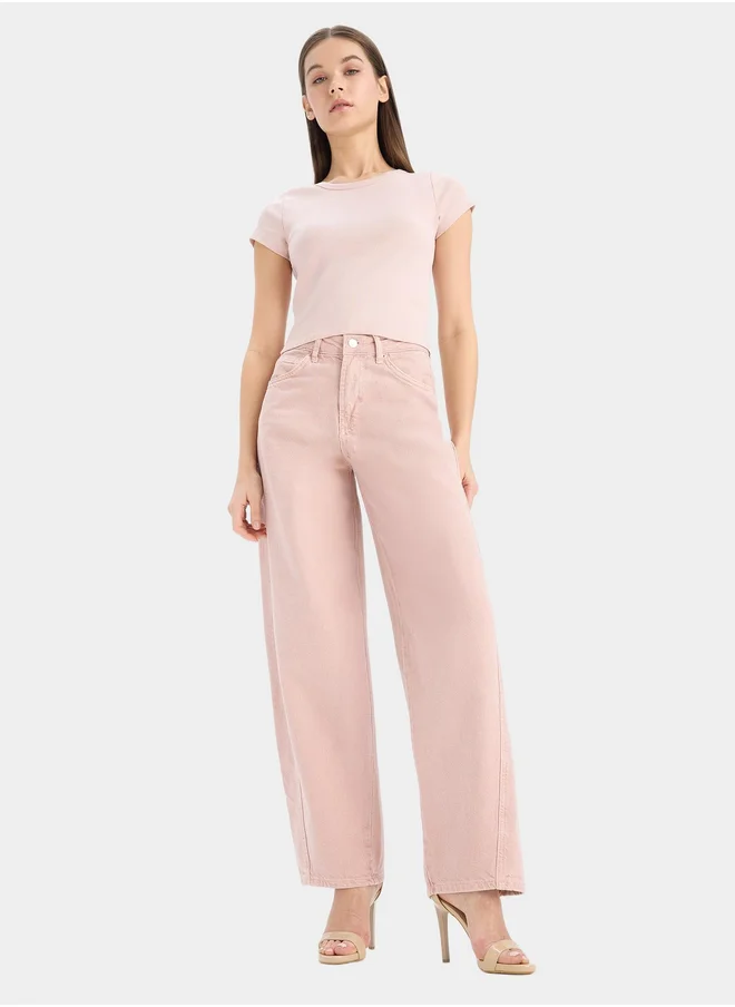 ديفاكتو DeFacto Baggy Fit Pink Wide Leg Pant
