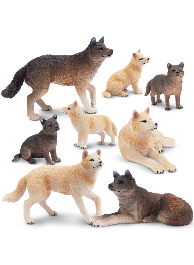 Toymany 8PCS Wolf Figures Forest Animals Toy Figurines - Realistic Jungle Zoo Animal Figurines，Educational Toy Cake Toppers Christmas Birthday Gift for Kids Boys Girls - Image 1