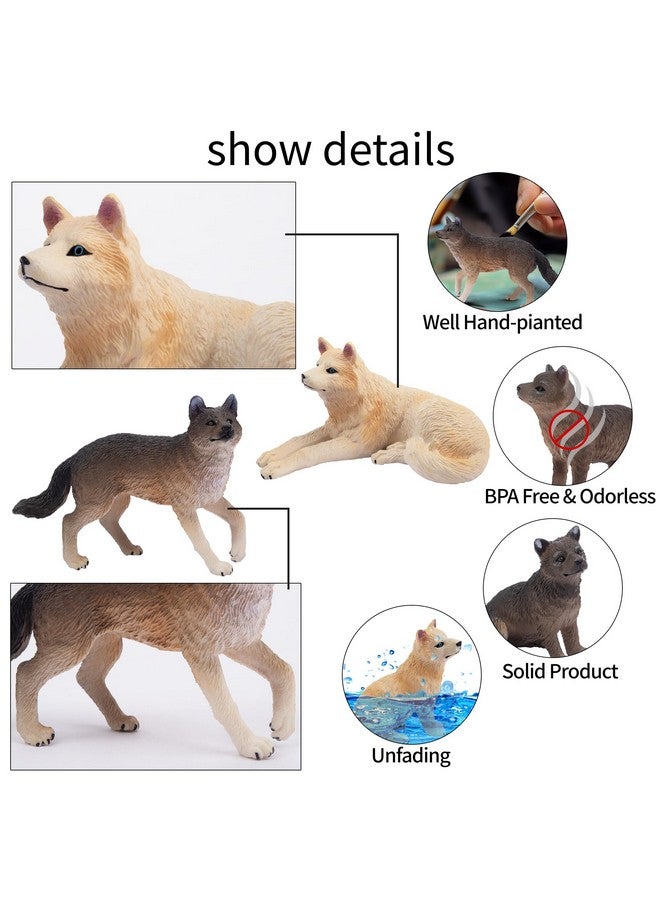Toymany 8PCS Wolf Figures Forest Animals Toy Figurines - Realistic Jungle Zoo Animal Figurines，Educational Toy Cake Toppers Christmas Birthday Gift for Kids Boys Girls - Image 2