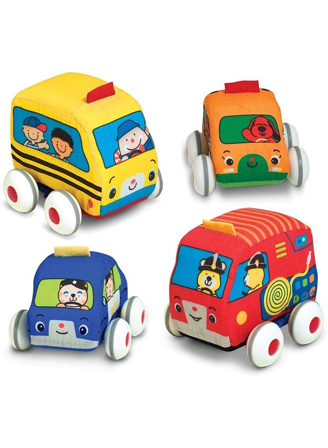 Melissa & Doug مجموعة سيارات ملّيسا ودوج كيدز القابلة للسحب - مجموعة ألعاب أطفال ناعمة مع 4 سيارات وشاحنات وحقيبة حمل - Image 1