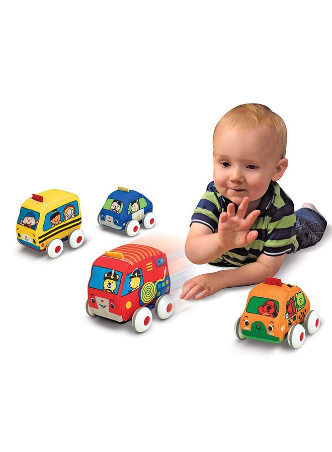 Melissa & Doug مجموعة سيارات ملّيسا ودوج كيدز القابلة للسحب - مجموعة ألعاب أطفال ناعمة مع 4 سيارات وشاحنات وحقيبة حمل - Image 2