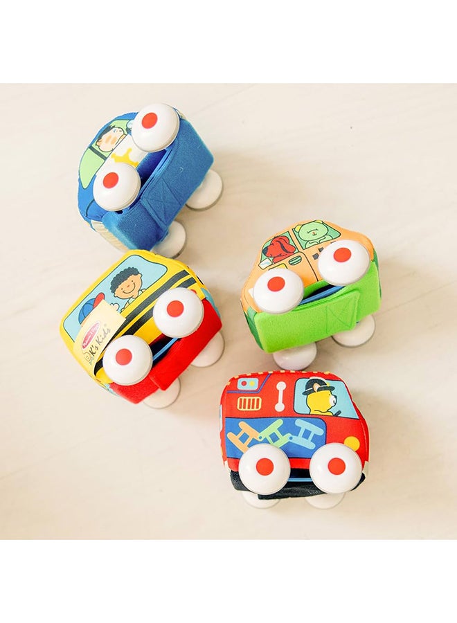 Melissa & Doug مجموعة سيارات ملّيسا ودوج كيدز القابلة للسحب - مجموعة ألعاب أطفال ناعمة مع 4 سيارات وشاحنات وحقيبة حمل - Image 3