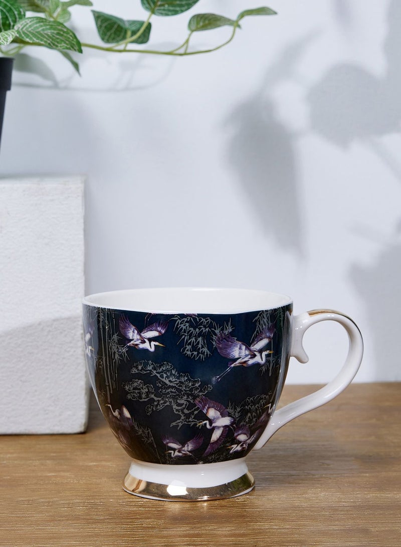 AURORA Footed Mug Heron Design With Gold In Full Colour Window Gift Box - Image 1