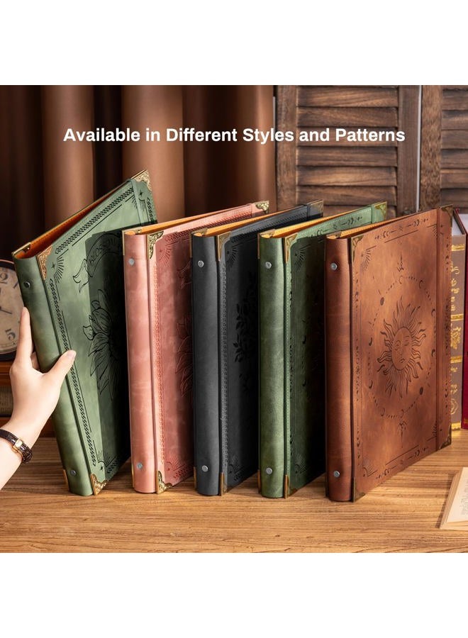 Ovesmusl Leather 3 Ring Binder 1 Inch Round Ring Binder Holds 200 Sheets 8.5"x11" Letter Size Paper, Wedding Family History Notebook Cover Loose Leaf Organizer, Brown - Image 5