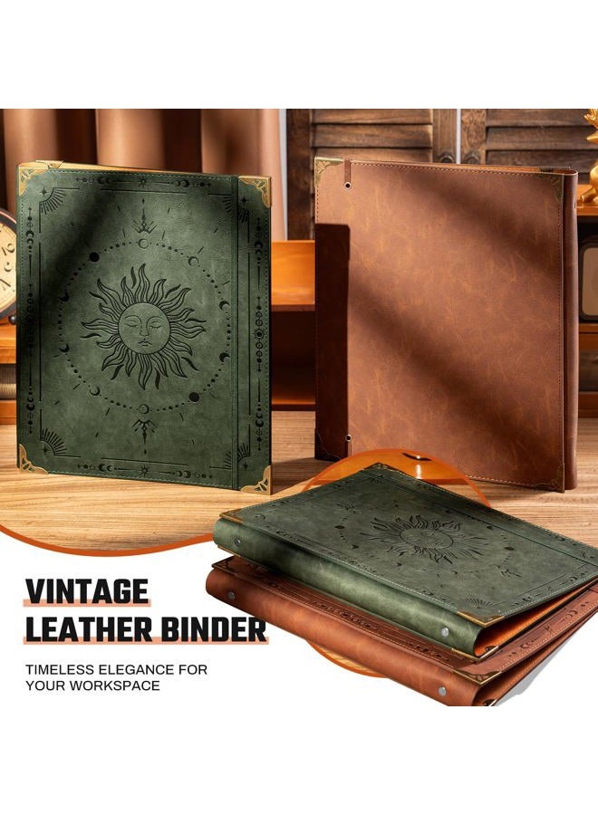 Ovesmusl Leather 3 Ring Binder 1 Inch Round Ring Binder Holds 200 Sheets 8.5"x11" Letter Size Paper, Wedding Family History Notebook Cover Loose Leaf Organizer, Brown - Image 4