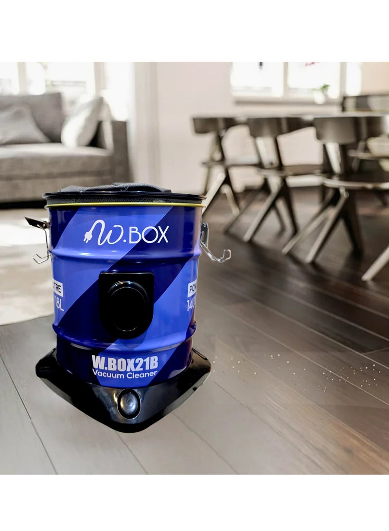 دبليو بوكس مكنسة برميل - 18 لتر - 1400 وات - أسود*أزرق - W.BOX21B - Image 4