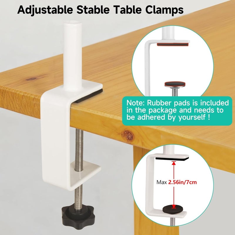 JEBUTU Over The Table Rod Stand with Clamps Adjustable 30"-43" Tall 47"-98" Length White Table Arch Hanging for Wedding Birthday Party Halloween Christmas - Image 3