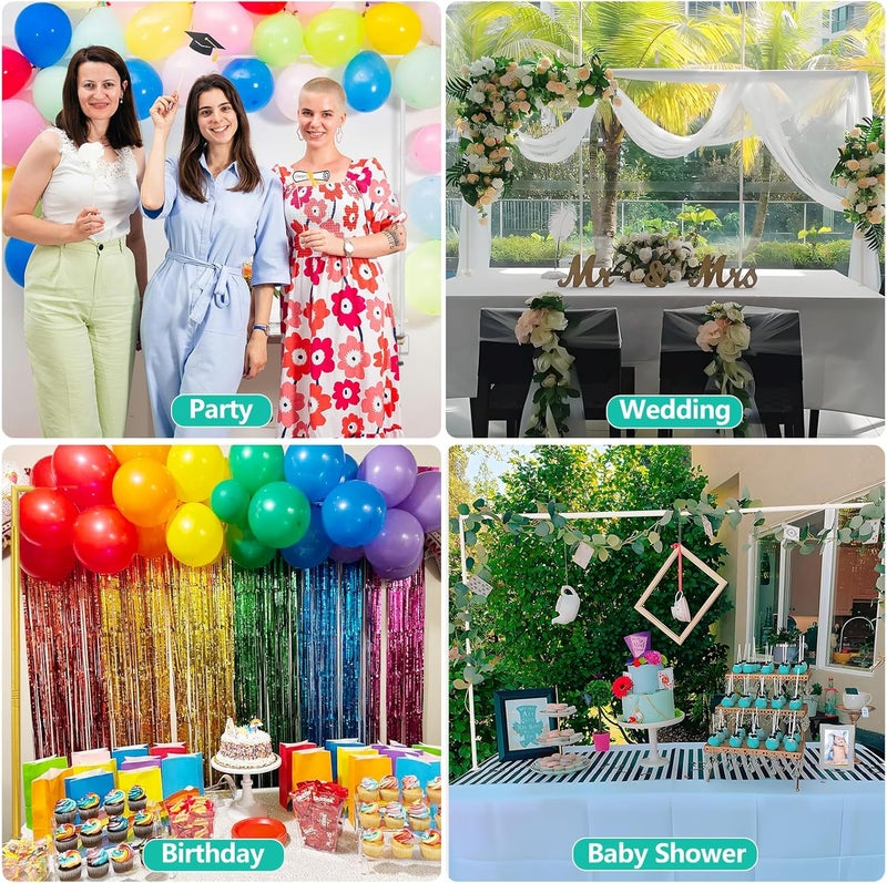 JEBUTU Over The Table Rod Stand with Clamps Adjustable 30"-43" Tall 47"-98" Length White Table Arch Hanging for Wedding Birthday Party Halloween Christmas - Image 2