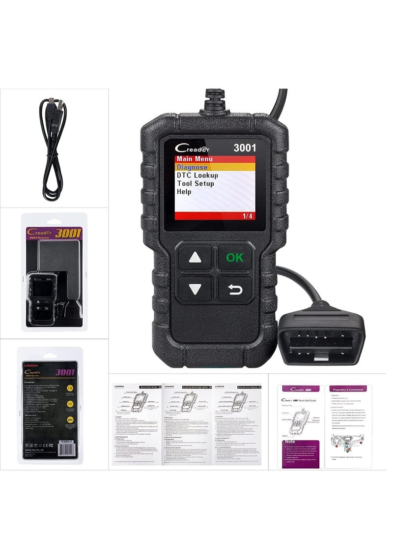 Launch - LAUNCH Creader 3001 OBD2 Scanner, Engine Fault Code Reader Mode 6 CAN Diagnostic Scan Tool for All OBDII Protocol Cars Since 1996 - Image 1