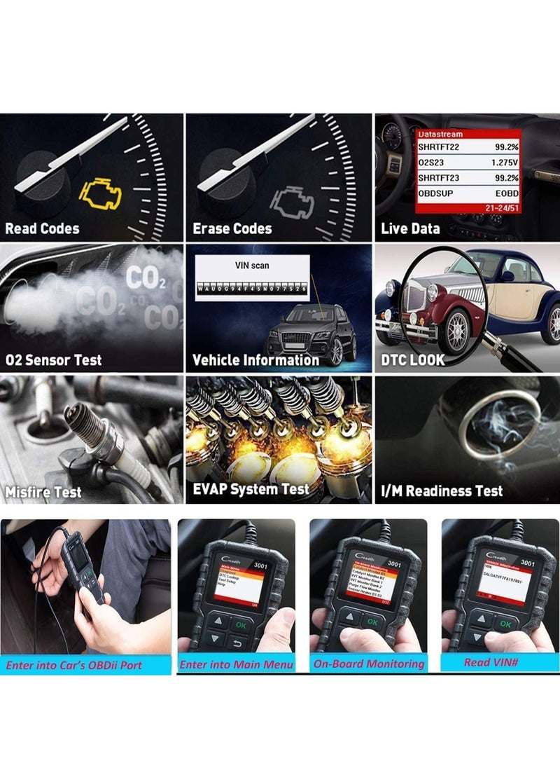 Launch - LAUNCH Creader 3001 OBD2 Scanner, Engine Fault Code Reader Mode 6 CAN Diagnostic Scan Tool for All OBDII Protocol Cars Since 1996 - Image 1