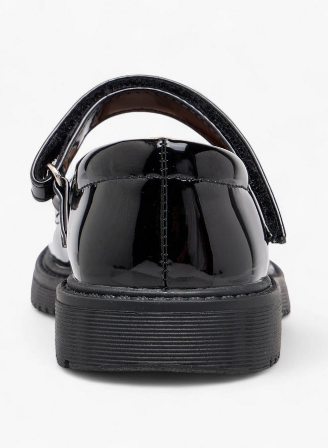 Flora Bella By Shoexpress Girls Scalloped Detail Mary Jane School Shoes with Hook and Loop Closure - Image 5