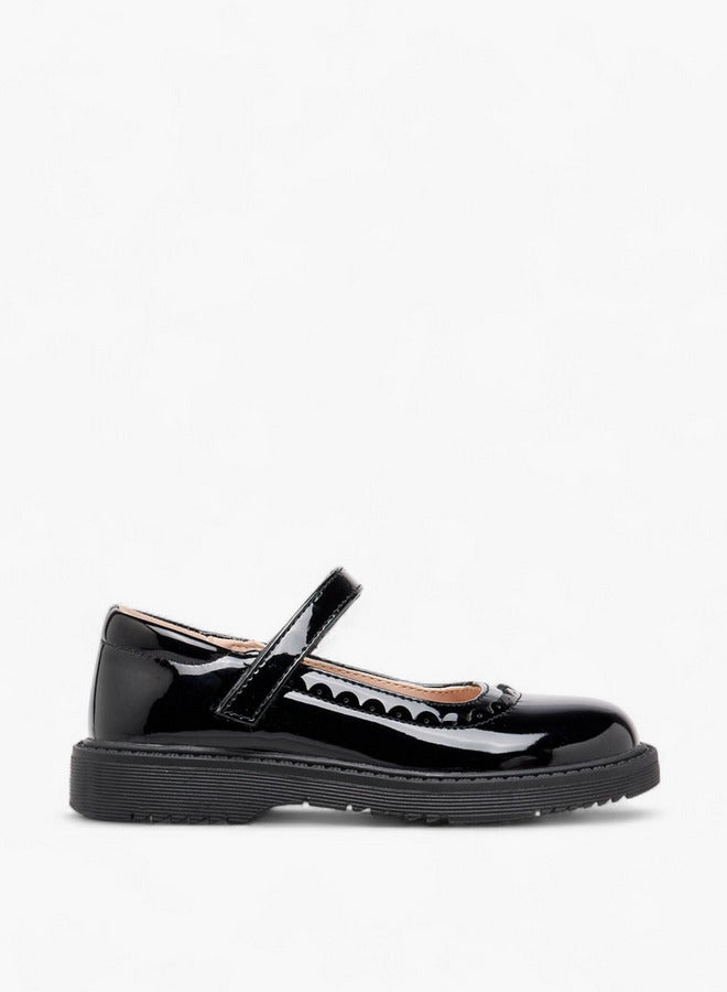 Flora Bella By Shoexpress Girls Scalloped Detail Mary Jane School Shoes with Hook and Loop Closure - Image 3