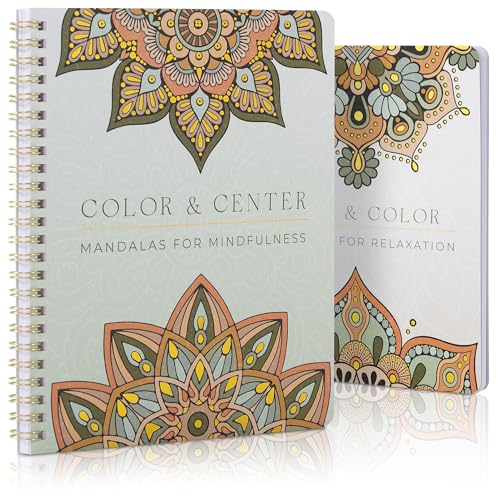 ZICOTO Beautiful Adult Coloring Book Set of 2 for Relaxation - Mandala Coloring Books with Inspirational Quotes Making it a Great Gift - Perfect Stress-Relieving Books Fun to Color for Women - Image 1
