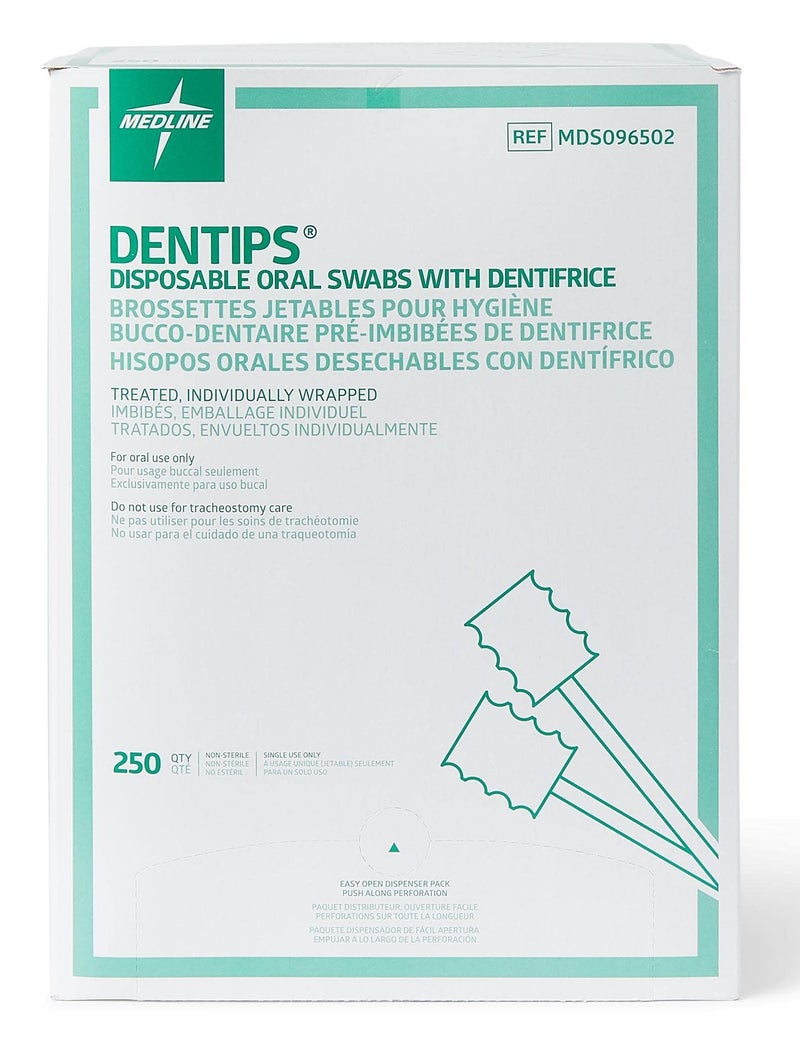 Medline Dentips Disposable Oral Swabsticks, Adult Mint Dentifrice-Treated, Green, 250 Count - Image 4