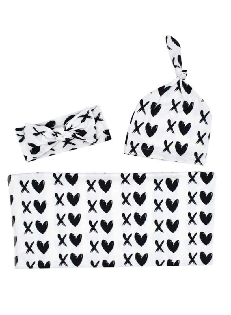 إسكدنيا Newborn Receiving Blanket Headband Set Infant Swaddle Wrap with Headbands Hats Baby Photography Props - Image 1