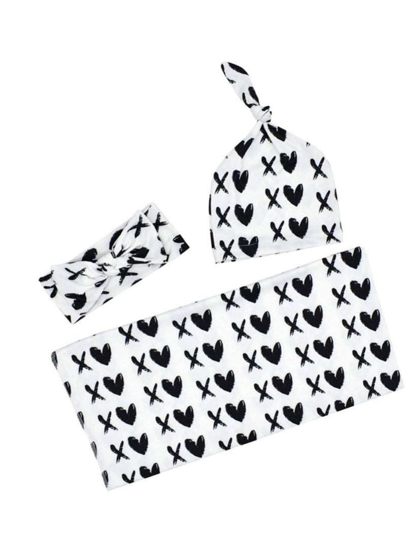 إسكدنيا Newborn Receiving Blanket Headband Set Infant Swaddle Wrap with Headbands Hats Baby Photography Props - Image 2