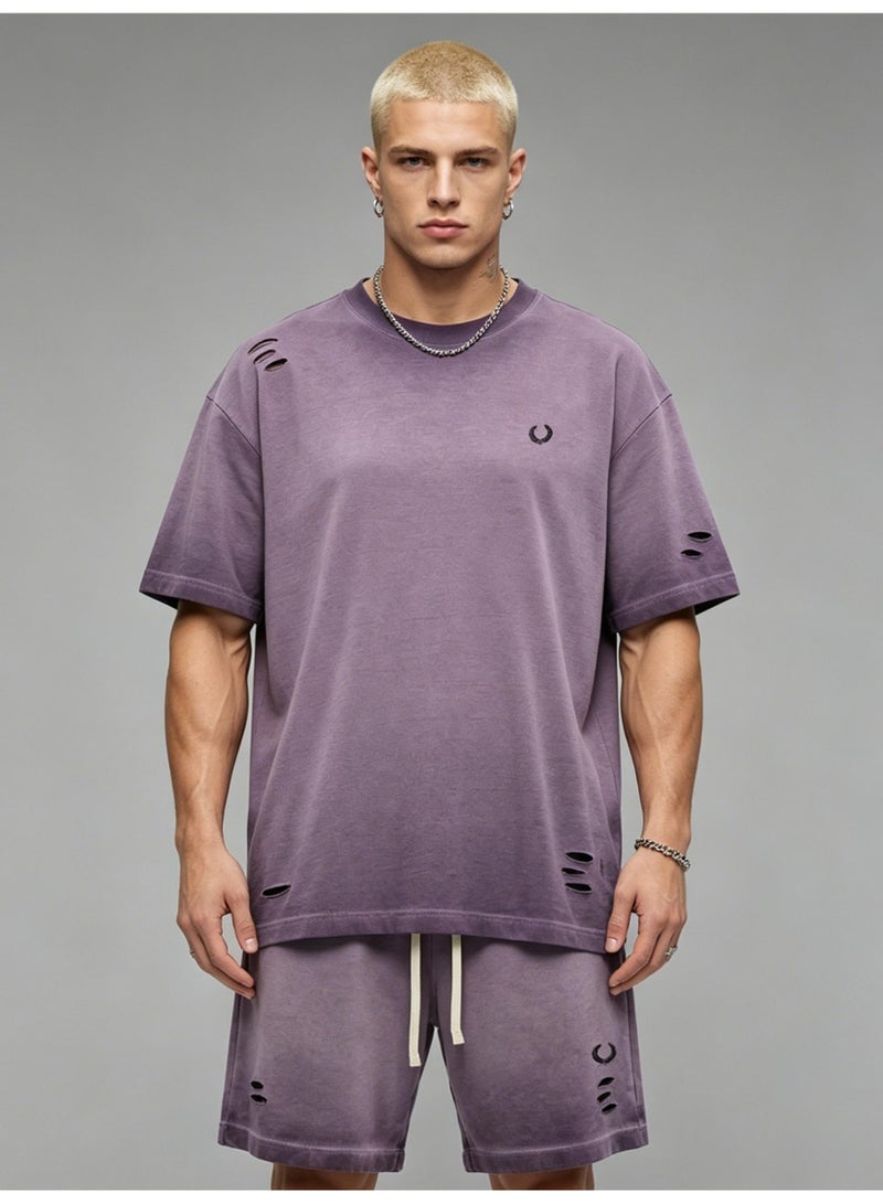 فريد بيري FRED PERRY three-dimensional LOGO for men and women is a retro wash for old leisure, with loose short-sleeved T-shirts and casual shorts. - Image 5