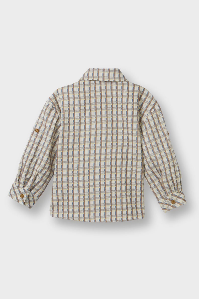 ديفاكتو قميص كاروهات اولادي كم طويل منسوج - Image 4