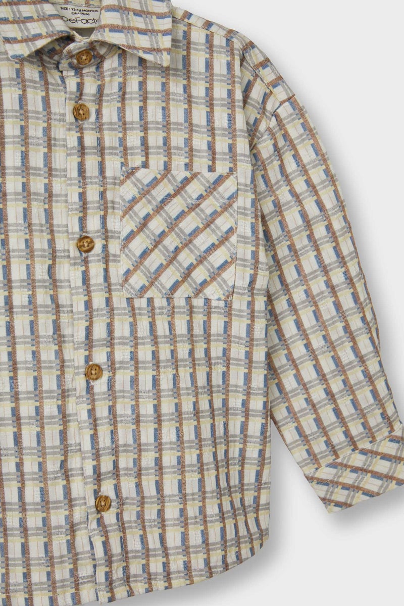 ديفاكتو قميص كاروهات اولادي كم طويل منسوج - Image 3