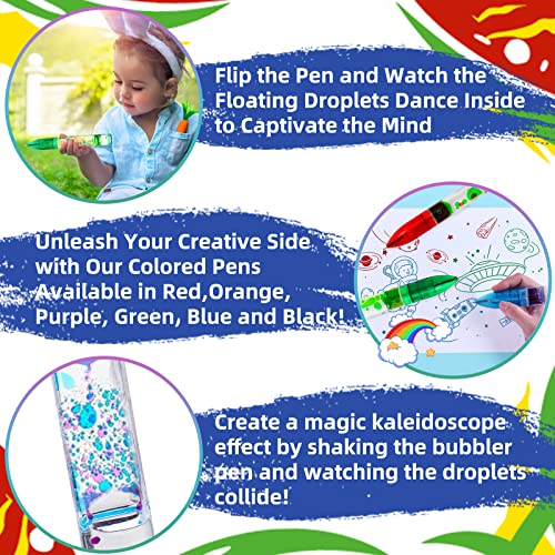 YUE MOTION Liquid Fidget Pens - Fun Party Favor Toy With Motion Bubbles - Sensory Autism Toys for Kids and Adults - Colorful Timer for Classroom - Christmas Stocking Stuffer - 2 Pack - Image 4