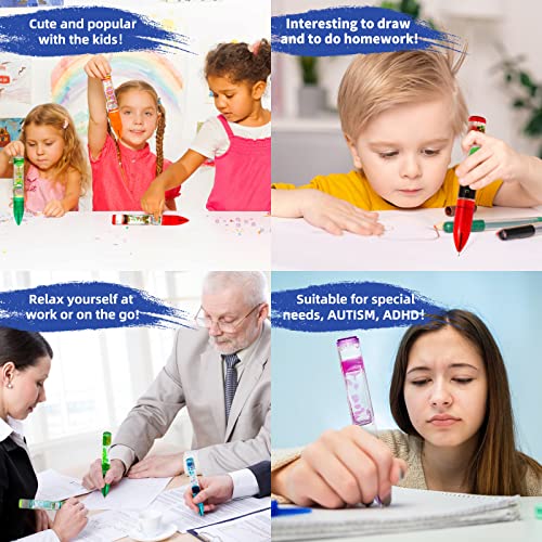 YUE MOTION Liquid Fidget Pens - Fun Party Favor Toy With Motion Bubbles - Sensory Autism Toys for Kids and Adults - Colorful Timer for Classroom - Christmas Stocking Stuffer - 2 Pack - Image 5