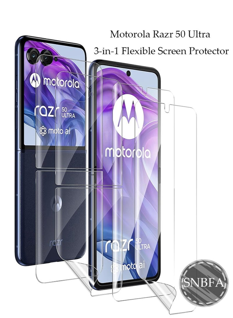 2 PCS 3-in-1 Flexible Screen Protector for Motorola Razr 50 Ultra, with Fingerprint Unlock Compatible, Full Adhesive Soft Film Phone Display Cover Accessory for Moto Razr 50 Ultra - Image 1