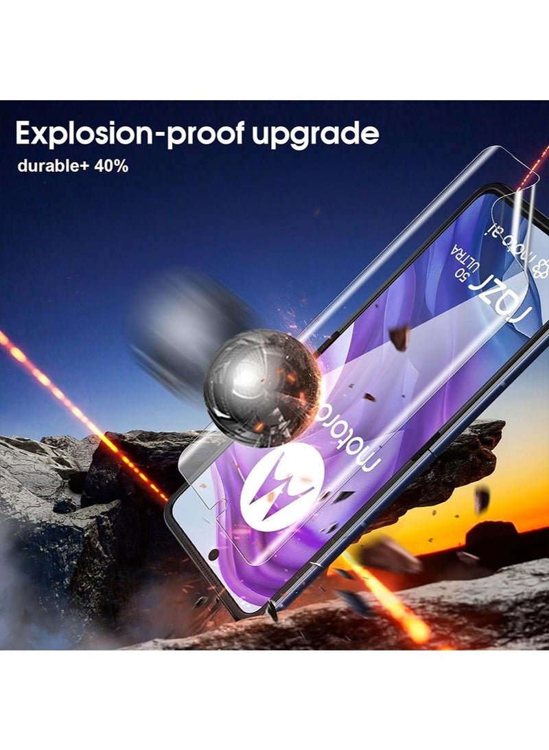 2 PCS 3-in-1 Flexible Screen Protector for Motorola Razr 50 Ultra, with Fingerprint Unlock Compatible, Full Adhesive Soft Film Phone Display Cover Accessory for Moto Razr 50 Ultra - Image 5