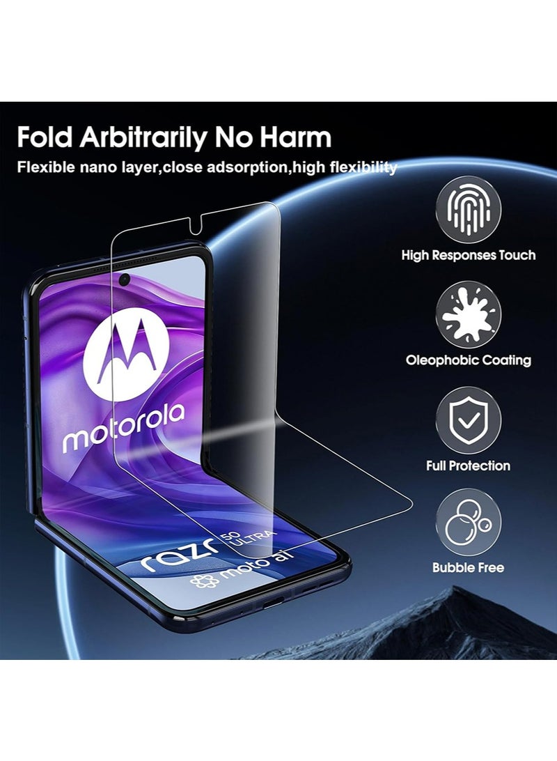 2 PCS 3-in-1 Flexible Screen Protector for Motorola Razr 50 Ultra, with Fingerprint Unlock Compatible, Full Adhesive Soft Film Phone Display Cover Accessory for Moto Razr 50 Ultra - Image 4