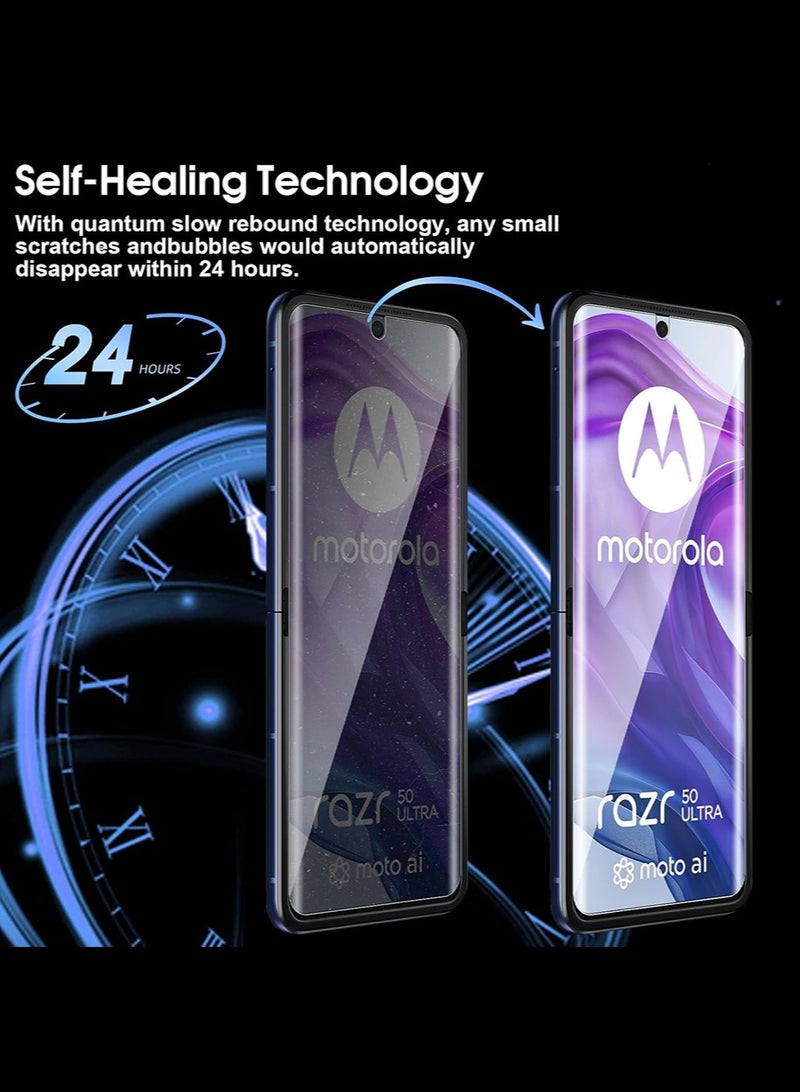 2 PCS 3-in-1 Flexible Screen Protector for Motorola Razr 50 Ultra, with Fingerprint Unlock Compatible, Full Adhesive Soft Film Phone Display Cover Accessory for Moto Razr 50 Ultra - Image 2