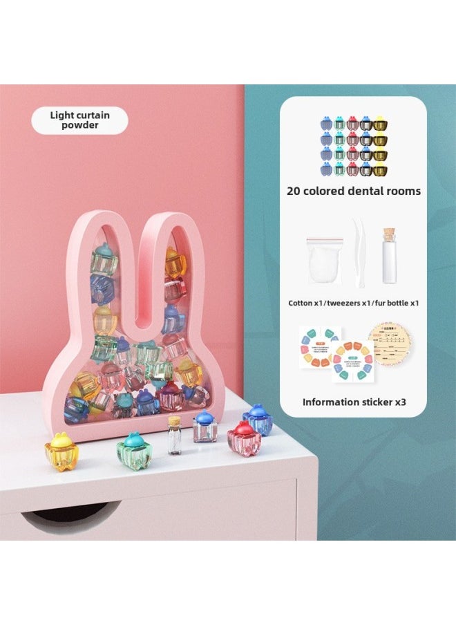 Generic Transparent Storage Storage Box Creative Baby Shape Baby Bear Baby Commemorative Fetal Hair-Color:Light Curtain Pink Rabbit Baby Teeth Box [color Box] 320g  - Image 1