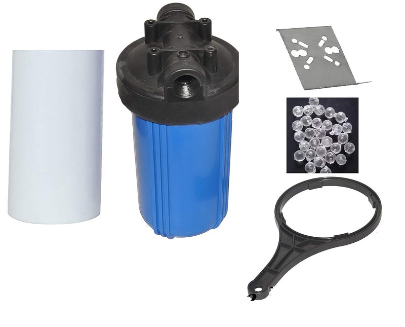 IONIX 10 Inch Big Blue Water Filter for Washing MachinesBathroomsKitchen Save Expensive Fittings with Water Softening Balls - Image 1