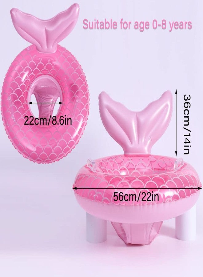 Umbresen Baby Swimming Float, Inflatable Swim Ring Cute Floaties with Seat Pool Floats Toys Fun Water Raft Lounge Party Supplies for Toddler Kids Age 8-48 Months Under 44lb (Pink Mermaid) - Image 2