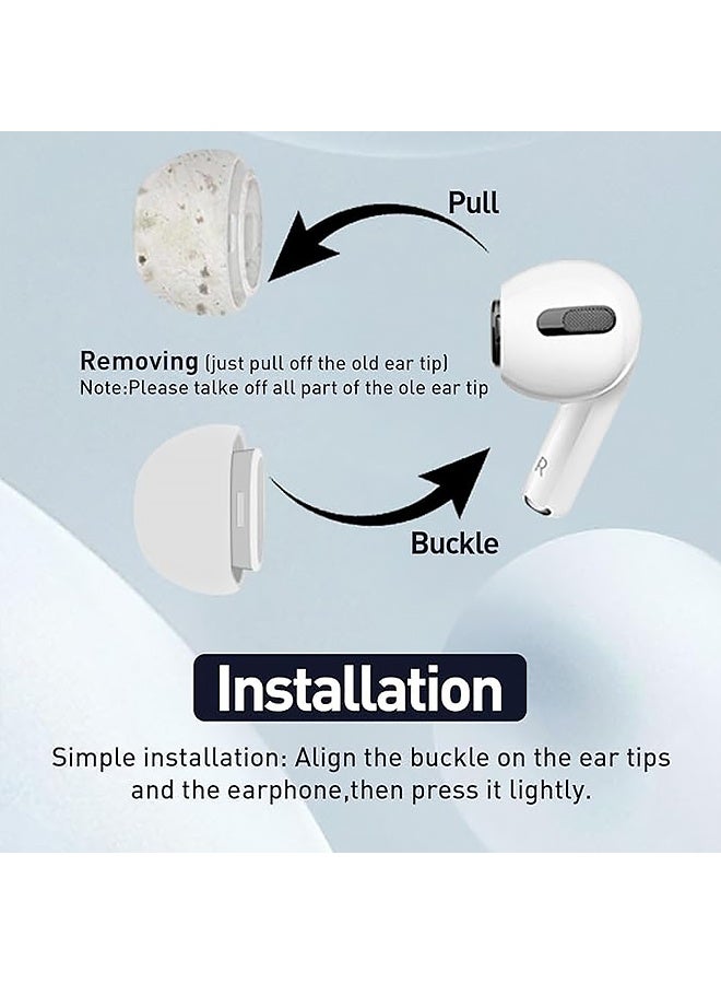 4 أزواج من أطراف الأذن البديلة لسماعات AirPods Pro و AirPods Pro 2 مع فتحة لتقليل الضوضاء، بديل سيليكون ناعم غير قابل للانزلاق لأطراف AirPods Pro مع شاشة حماية مدمجة من الغبار (أبيض) - Image 3