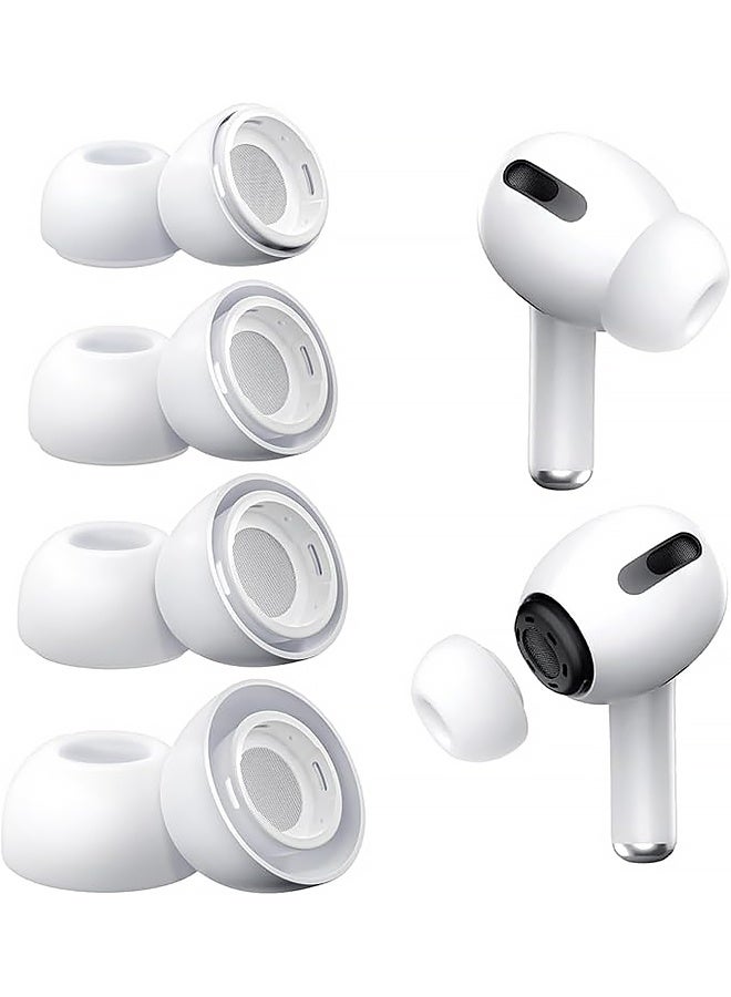 4 أزواج من أطراف الأذن البديلة لسماعات AirPods Pro و AirPods Pro 2 مع فتحة لتقليل الضوضاء، بديل سيليكون ناعم غير قابل للانزلاق لأطراف AirPods Pro مع شاشة حماية مدمجة من الغبار (أبيض) - Image 1