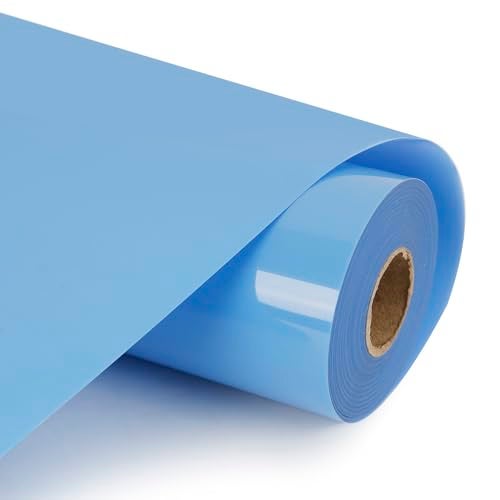 HTVVETUR HTV Vinyl Rolls Heat Transfer Vinyl - 12" x 9ft White HTV Vinyl for Shirts, Iron on Vinyl for Cameo - Easy to Cut & Weed for Heat Vinyl Design (15 K9 Sky Blue) - Image 1