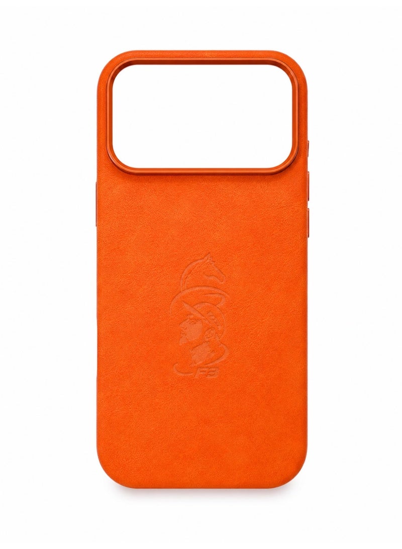 iPhone 17 Pro Max Premium Leather Texture Case – Orange - Image 1