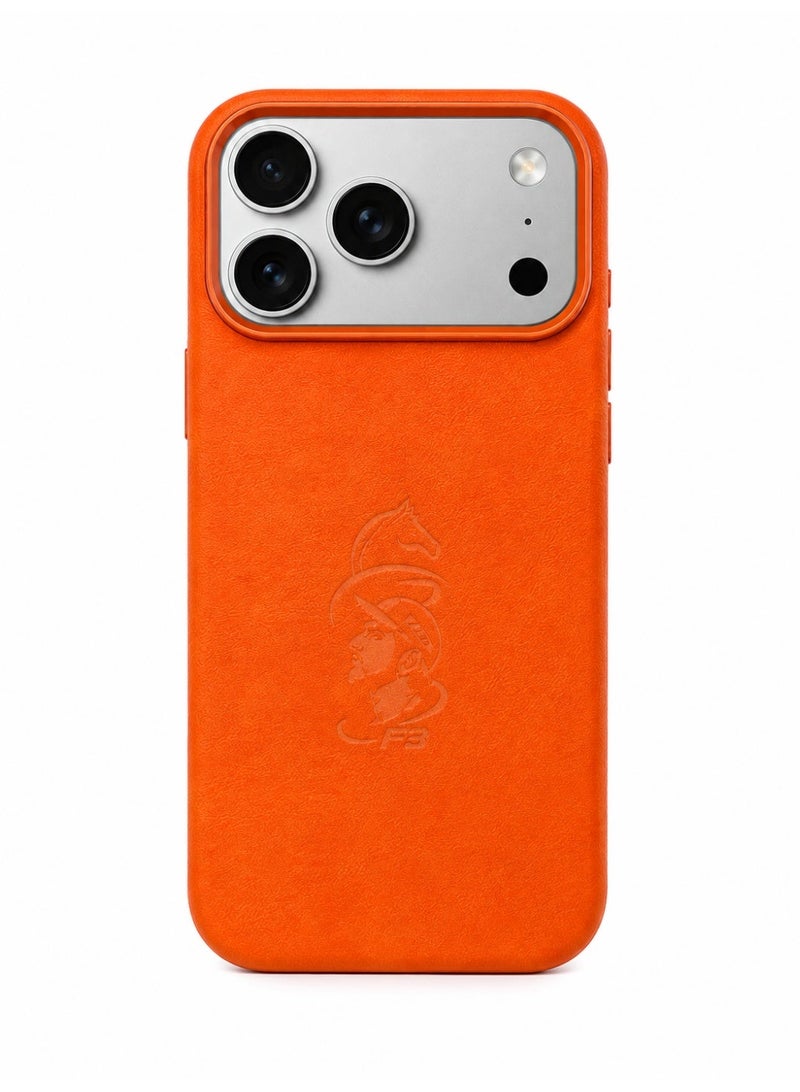iPhone 17 Pro Max Premium Leather Texture Case – Orange - Image 2