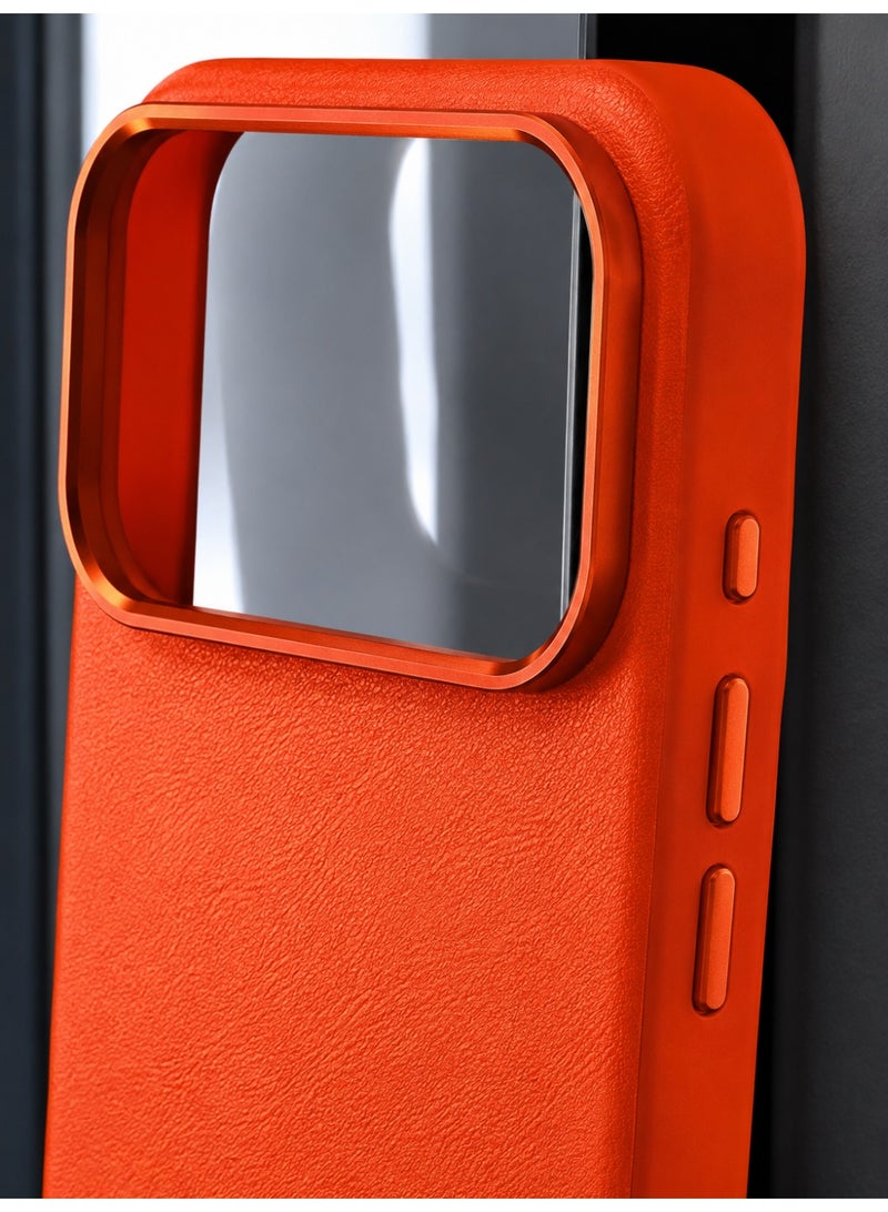 iPhone 17 Pro Max Premium Leather Texture Case – Orange - Image 4