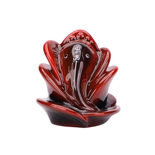 Artarium 3 Inch Rose Shape Ganesh Idol for Car Dashboard | Red Shri Ganesh Ji Murti for Puja and Home Decor | Ganesh Ji Statue for Office Desk, Housewarming & Gift Items, Spiritual Sculpture - Image 1