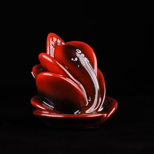 Artarium 3 Inch Rose Shape Ganesh Idol for Car Dashboard | Red Shri Ganesh Ji Murti for Puja and Home Decor | Ganesh Ji Statue for Office Desk, Housewarming & Gift Items, Spiritual Sculpture - Image 4