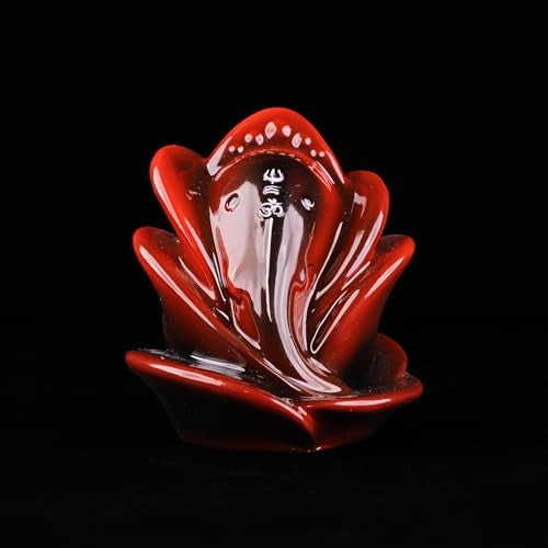 Artarium 3 Inch Rose Shape Ganesh Idol for Car Dashboard | Red Shri Ganesh Ji Murti for Puja and Home Decor | Ganesh Ji Statue for Office Desk, Housewarming & Gift Items, Spiritual Sculpture - Image 2