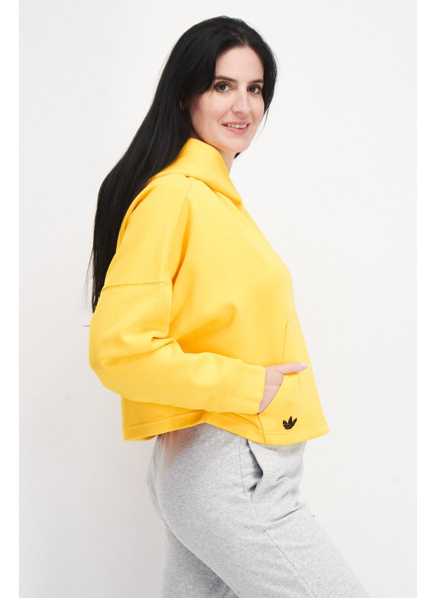 adidas Originals Women Sportwear Fit Long Sleeves Cropped Hoodie, Yellow  - Image 3