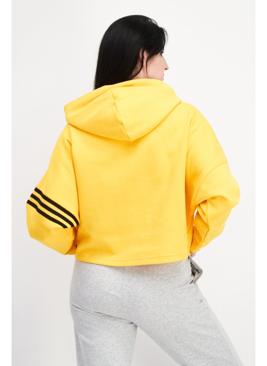 adidas Originals Women Sportwear Fit Long Sleeves Cropped Hoodie, Yellow  - Image 2