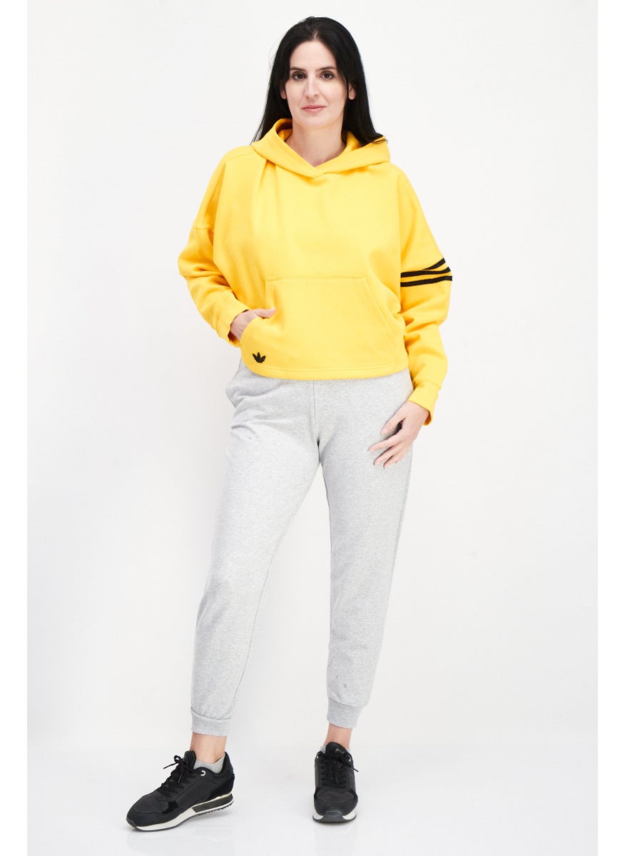 adidas Originals Women Sportwear Fit Long Sleeves Cropped Hoodie, Yellow  - Image 4